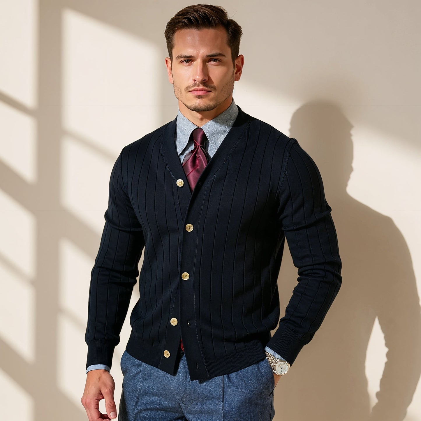 Adrian Ribbed Italian Cardigan